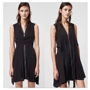 AllSaints Jayda Silk Zip Front Dress